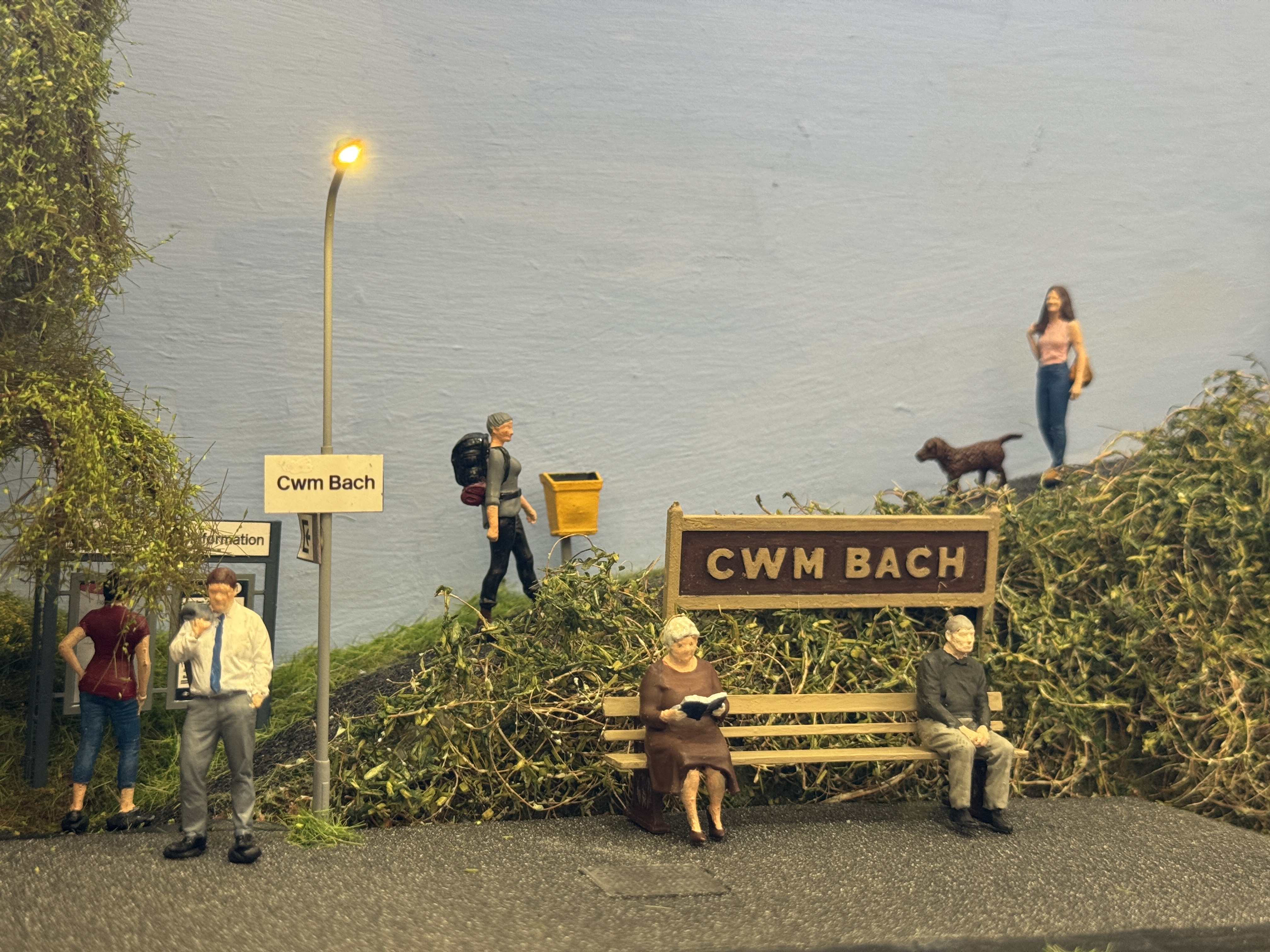 People on Cwm Bach station platform